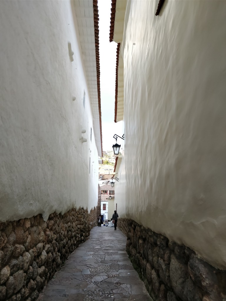 Steep and narrow walkway in Cusco's old town.
